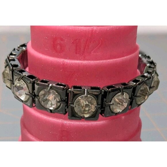 Crystal Rhinestone Dark Metal Bangle Bracelet Bling Costume - Picture 11 of 16